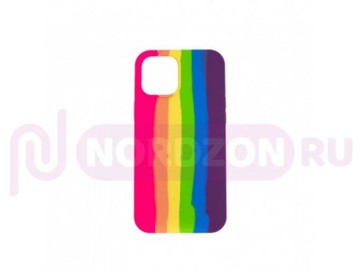 Чехол iPhone 12 Pro Max, Silicone case, цветной, радужный