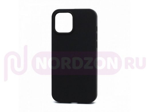 Чехол iPhone 12 Pro Max, Silicone case, чёрный, защита полная, 018
