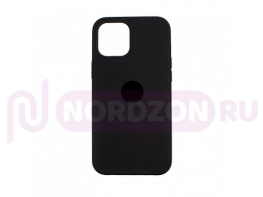 Чехол iPhone 12 Pro Max, Silicone case, чёрный, лого