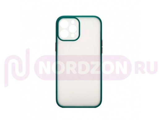 Чехол iPhone 12 Pro Max, пластик, прозрачный, защита камеры, окантовка зелёная