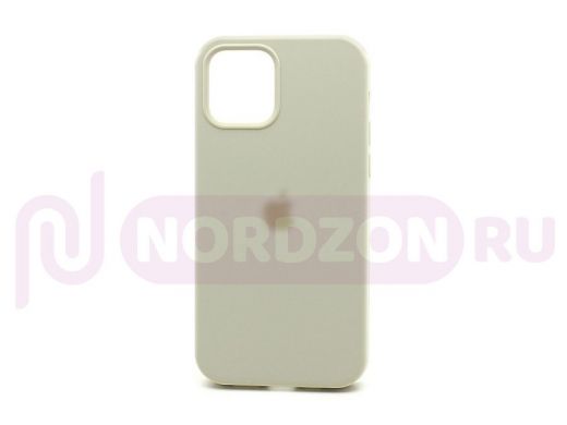 Чехол iPhone 13, Silicone case, бежевый, защита полная, лого, 011