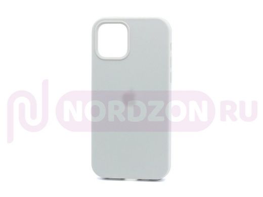 Чехол iPhone 13, Silicone case, белый, защита полная, лого, 009