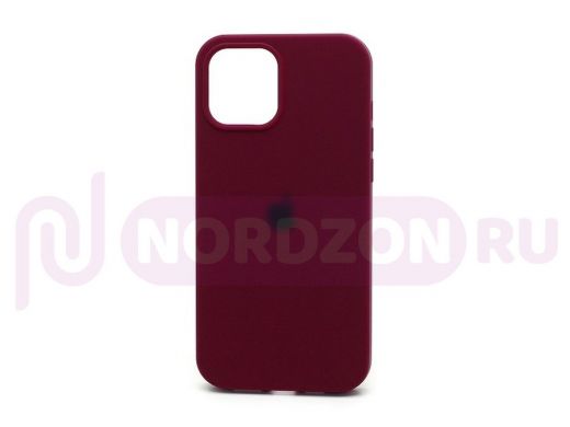 Чехол iPhone 13, Silicone case, бордо, защита полная, лого, 052
