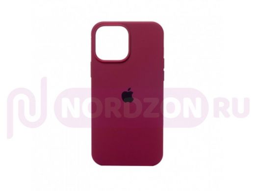 Чехол iPhone 13, Silicone case, винный, защита полная, лого