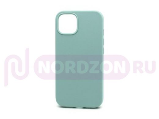 Чехол iPhone 13, Silicone case, голубой светлый, защита полная, 017