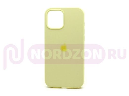 Чехол iPhone 13, Silicone case, жёлтый светлый, защита полная, лого, 051