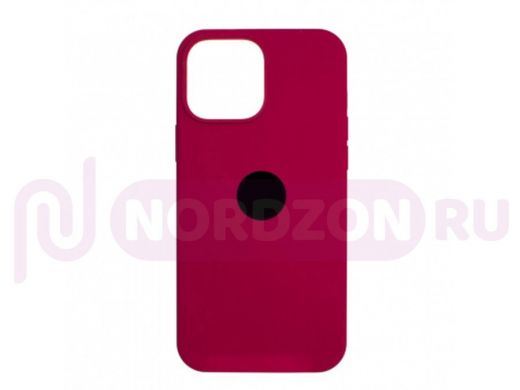 Чехол iPhone 13, Silicone case, красно коричневый, лого