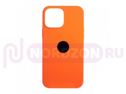 Чехол iPhone 13, Silicone case, оранжевый, лого