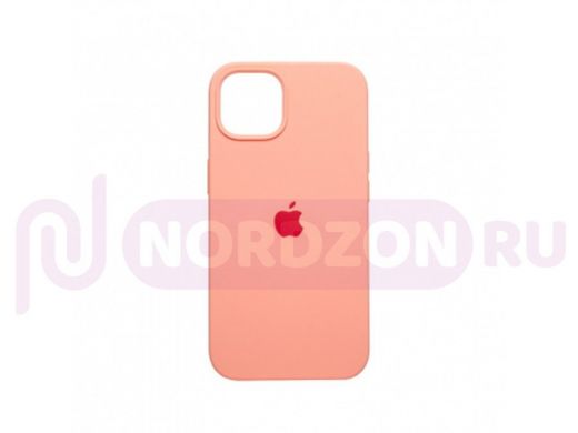 Чехол iPhone 13, Silicone case, розовый бледный, защита полная, лого