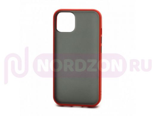 Чехол iPhone 13, пластик, силикон, Shockproof, красно-чёрный