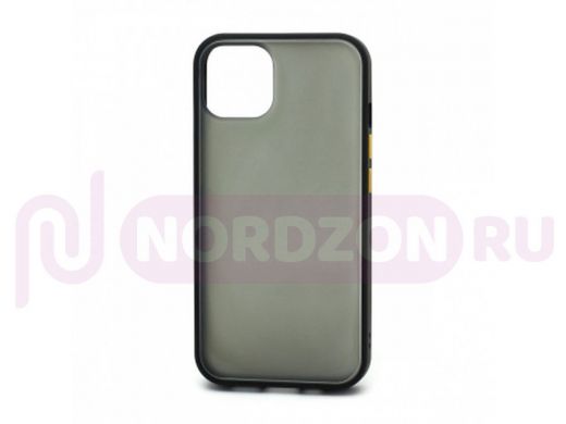 Чехол iPhone 13, пластик, силикон, Shockproof, чёрно-жёлтый