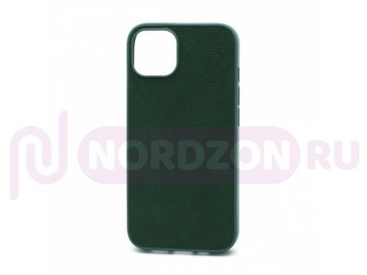 Чехол iPhone 13, под кожу, Leather Cover, зелёный