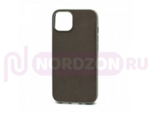 Чехол iPhone 13, под кожу, Leather Cover, серый