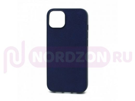 Чехол iPhone 13, под кожу, Leather Cover, синий
