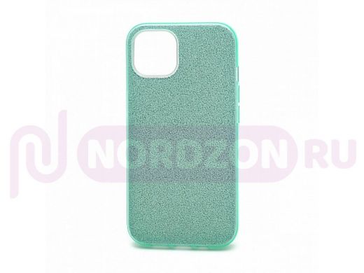 Чехол iPhone 13, силикон, мерцающий, Fashion, зелёный