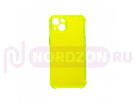 Чехол iPhone 13, силикон, противоударный, зелёный лимон