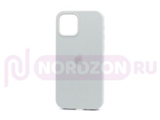 Чехол iPhone 13 mini, Silicone case, белый, защита полная, лого, 009