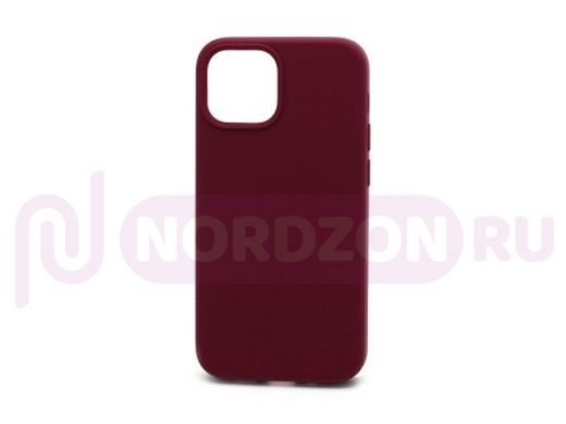 Чехол iPhone 13 mini, Silicone case, бордо, защита полная, лого, 052