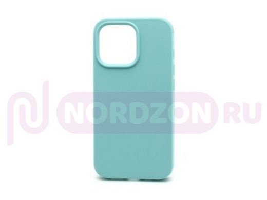 Чехол iPhone 13 mini, Silicone case, голубой, защита полная, лого, 044