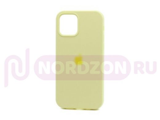 Чехол iPhone 13 mini, Silicone case, жёлтый светлый, защита полная, лого, 051
