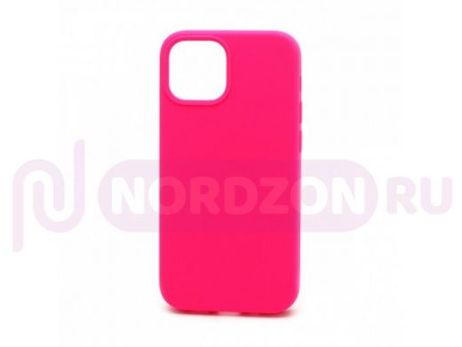 Чехол iPhone 13 mini, Silicone case, розовый яркий, защита полная, 047