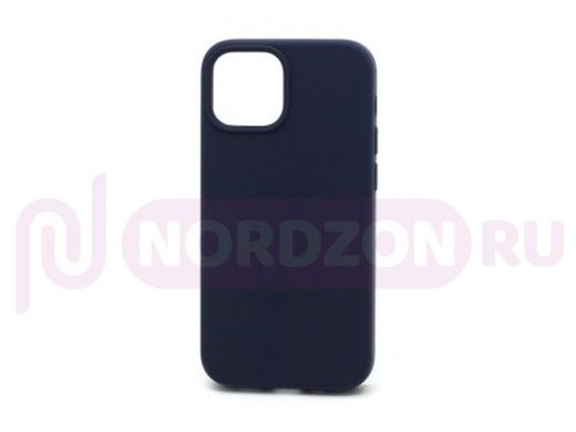 Чехол iPhone 13 mini, Silicone case, синий тёмный, защита полная, 008