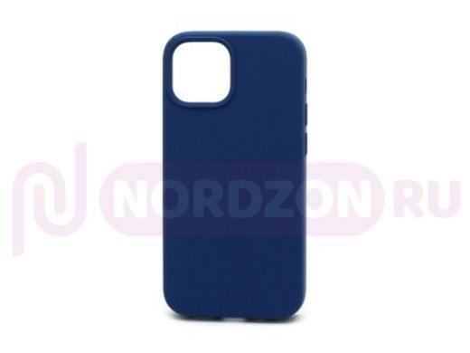 Чехол iPhone 13 mini, Silicone case, синий, защита полная, 020