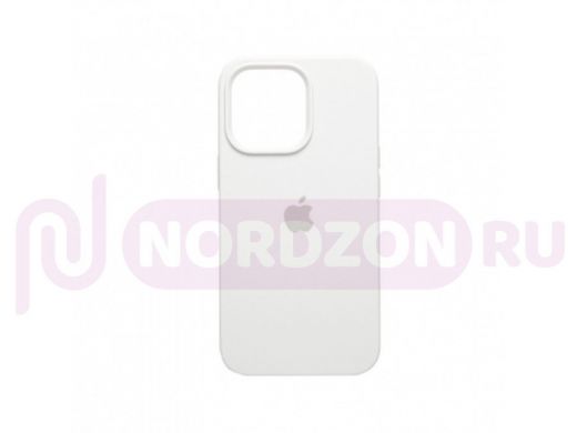 Чехол iPhone 13 Pro, Silicone case, белый, защита полная, лого