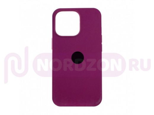 Чехол iPhone 13 Pro, Silicone case, малиновый, лого