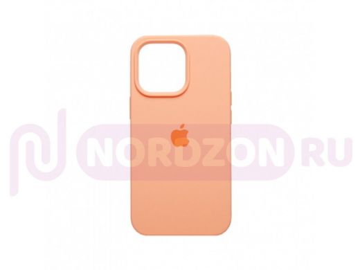 Чехол iPhone 13 Pro, Silicone case, персиковый, защита полная, лого