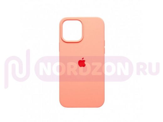 Чехол iPhone 13 Pro, Silicone case, розовый бледный, защита полная, лого