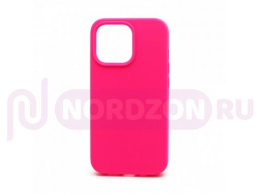 Чехол iPhone 13 Pro, Silicone case, розовый яркий, защита полная, 047