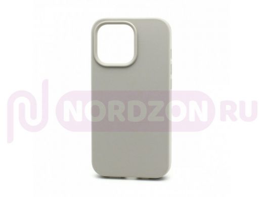 Чехол iPhone 13 Pro, Silicone case, серый светлый, защита полная, 010