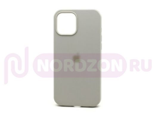 Чехол iPhone 13 Pro, Silicone case, серый светлый, защита полная, лого, 010