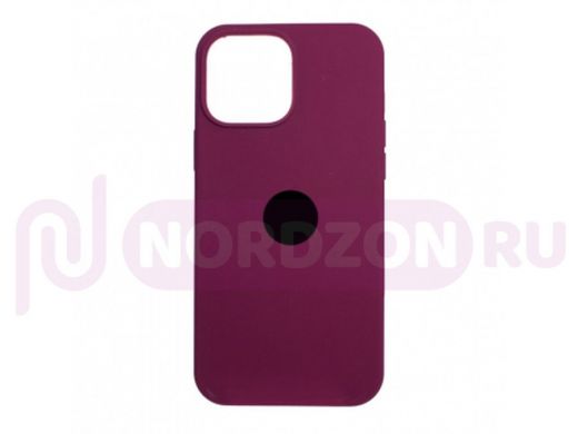 Чехол iPhone 13 Pro, Silicone case, фиолетовый баклажановый, лого