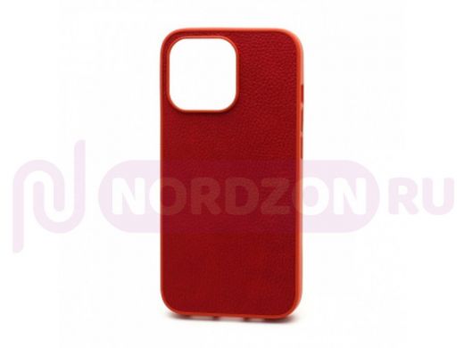 Чехол iPhone 13 Pro, под кожу, Leather Cover, красный