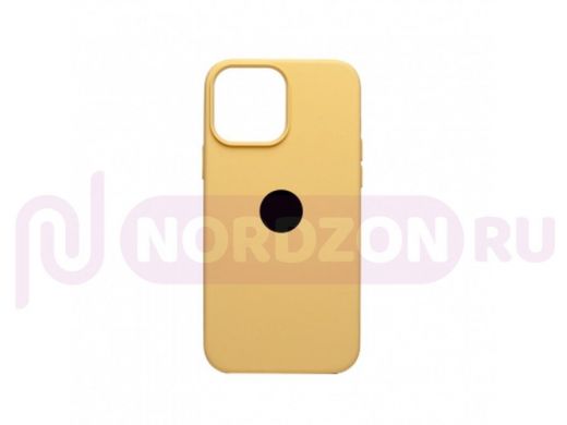 Чехол iPhone 13 Pro Max, Silicone case, жёлтый манго, защита полная, лого