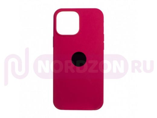 Чехол iPhone 13 Pro Max, Silicone case, красная малина, лого