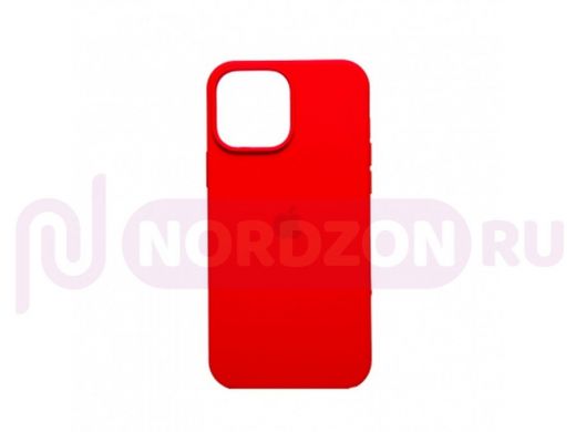 Чехол iPhone 13 Pro Max, Silicone case, красный, защита полная, лого