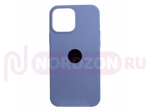 Чехол iPhone 13 Pro Max, Silicone case, сизый, лого