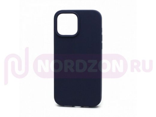Чехол iPhone 13 Pro Max, Silicone case, синий тёмный, защита полная, 008