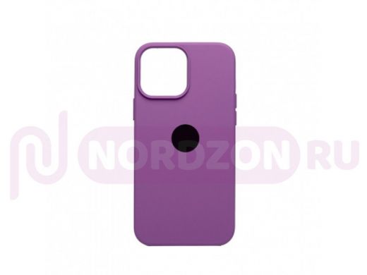 Чехол iPhone 13 Pro Max, Silicone case, фиолетовый, защита полная, лого