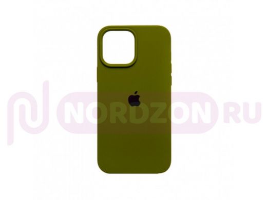Чехол iPhone 13 Pro Max, Silicone case, хаки, защита полная, лого