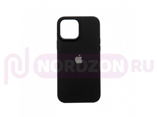 Чехол iPhone 13 Pro Max, Silicone case, чёрный, защита полная, лого