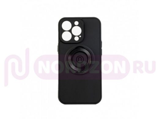 Чехол iPhone 13 Pro Max, с кольцом, магнитный, защита камеры, чёрный