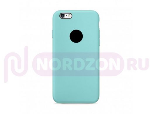 Чехол iPhone 6/6s, Silicone case, бирюзовый, лого
