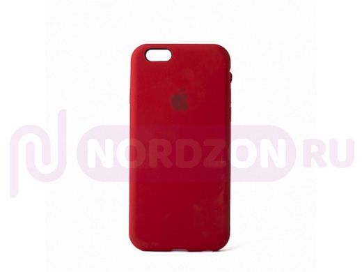 Чехол iPhone 6/6s, Silicone case, красный, защита полная, лого, 014