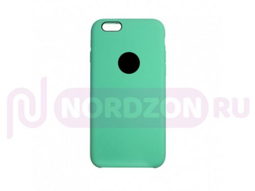 Чехол iPhone 6/6s, Silicone case, мятный, лого
