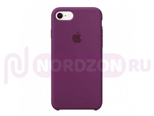 Чехол iPhone 6/6s, Silicone case, фиолетовый баклажановый, лого