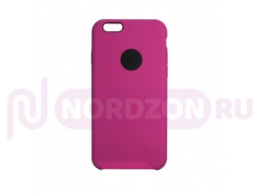 Чехол iPhone 6/6s, Silicone case, фуксия, лого